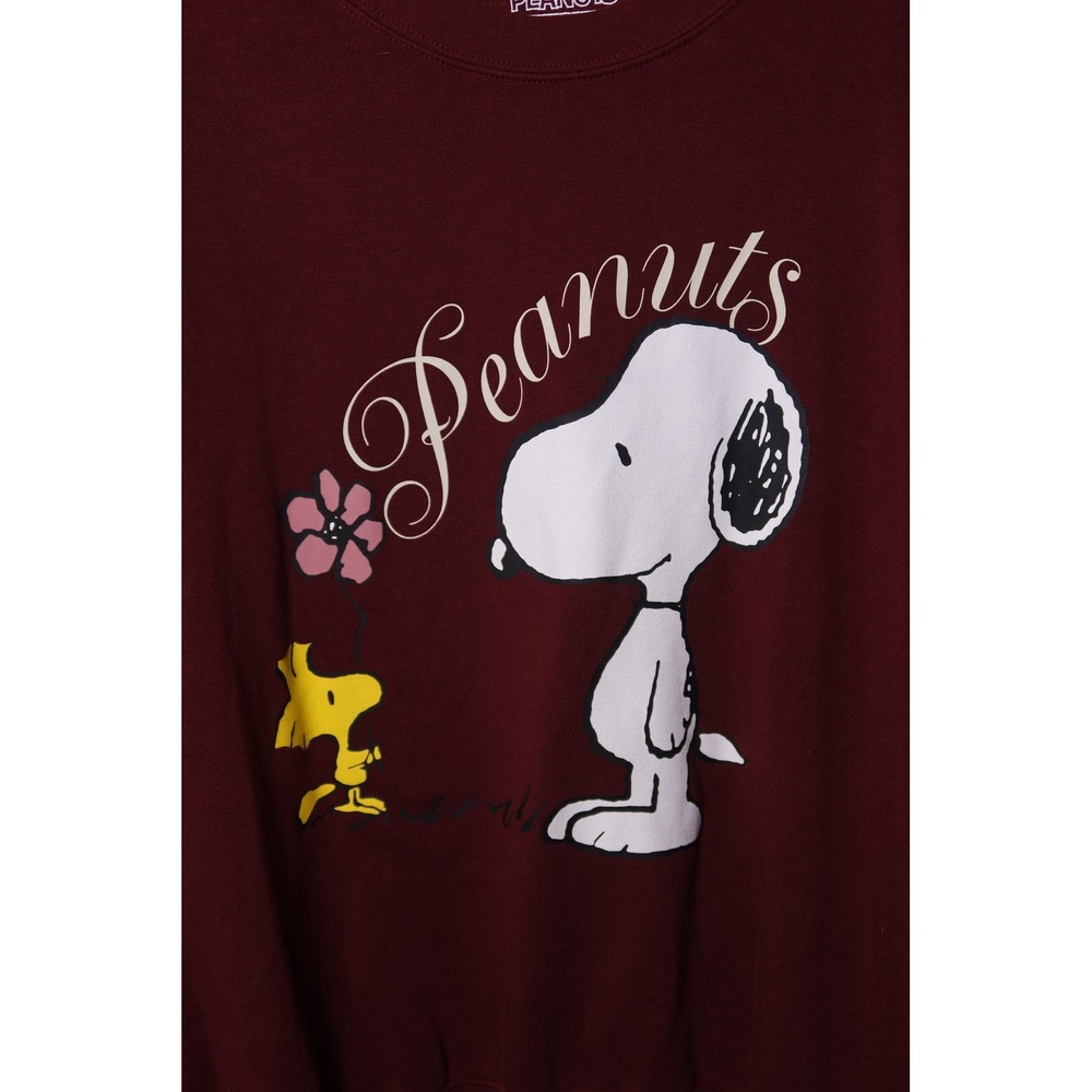 Peanuts Snoopy Woodstock Graphic Sweatshirt Maroon Burgundy Crewneck XL VGC - Picture 3 of 6